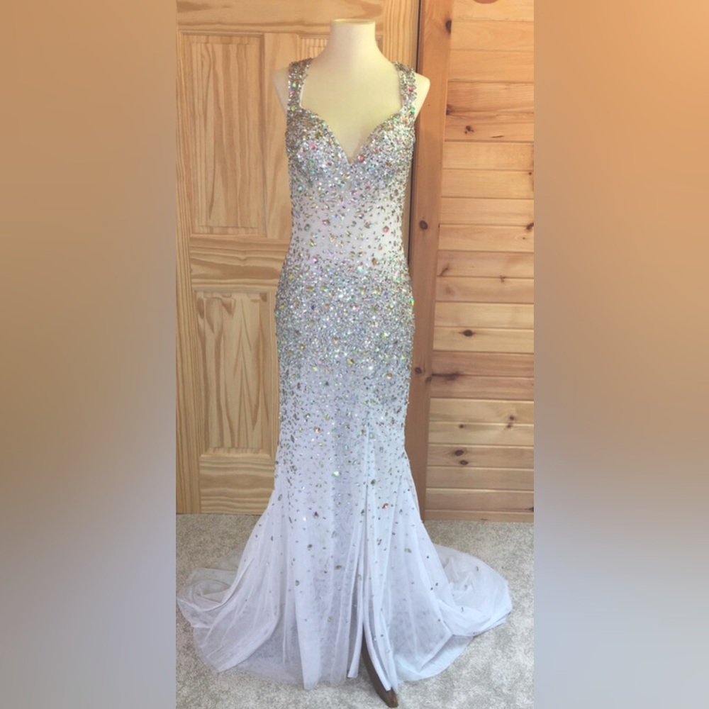 Envious Couture by Karishma Creations long white sheath prom gown. Never worn.